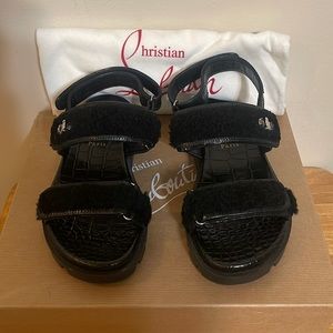 Christian Louboutin lock croc dad sandals